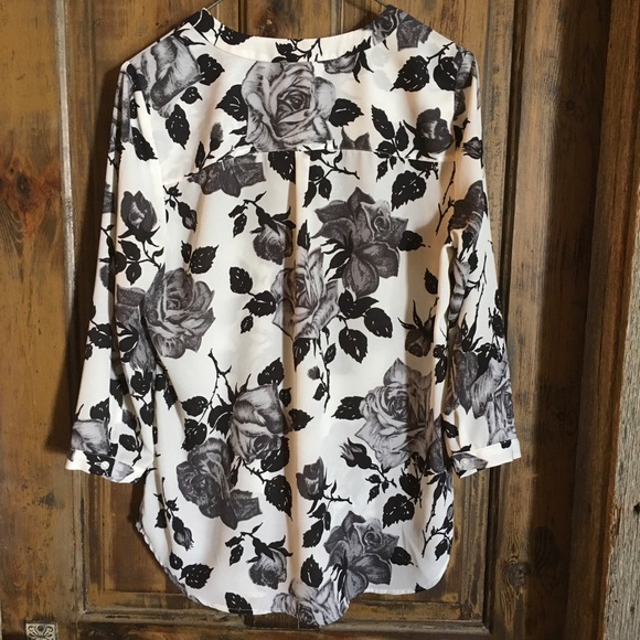 TALBOTS Rose Print Blouse - Picture 2 of 8